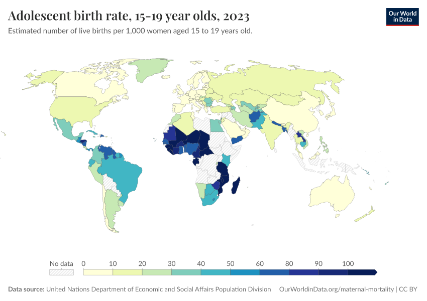 A thumbnail of the "Adolescent birth rate, 15-19 year olds" chart