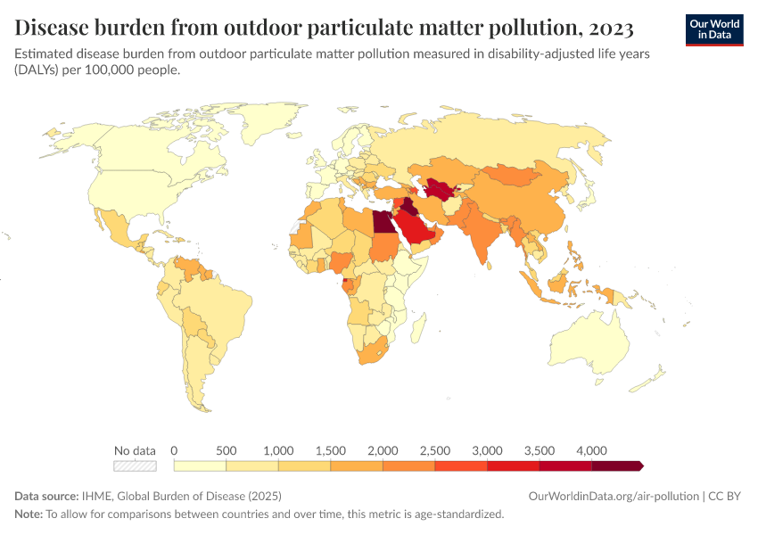 A thumbnail of the "Disease burden from outdoor particulate matter pollution" chart